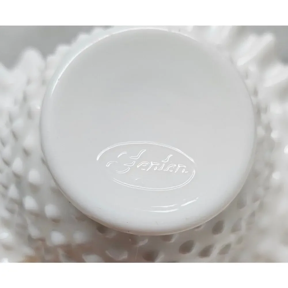 Vintage Granny Chic FENTON Milk Glass Hobnail Cottage Decor Shabby Chic Basket